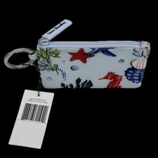 Vera Bradley Womens Card Holder Anchors Aweigh Lighten Up Zip ID Case 5" x 3.25"