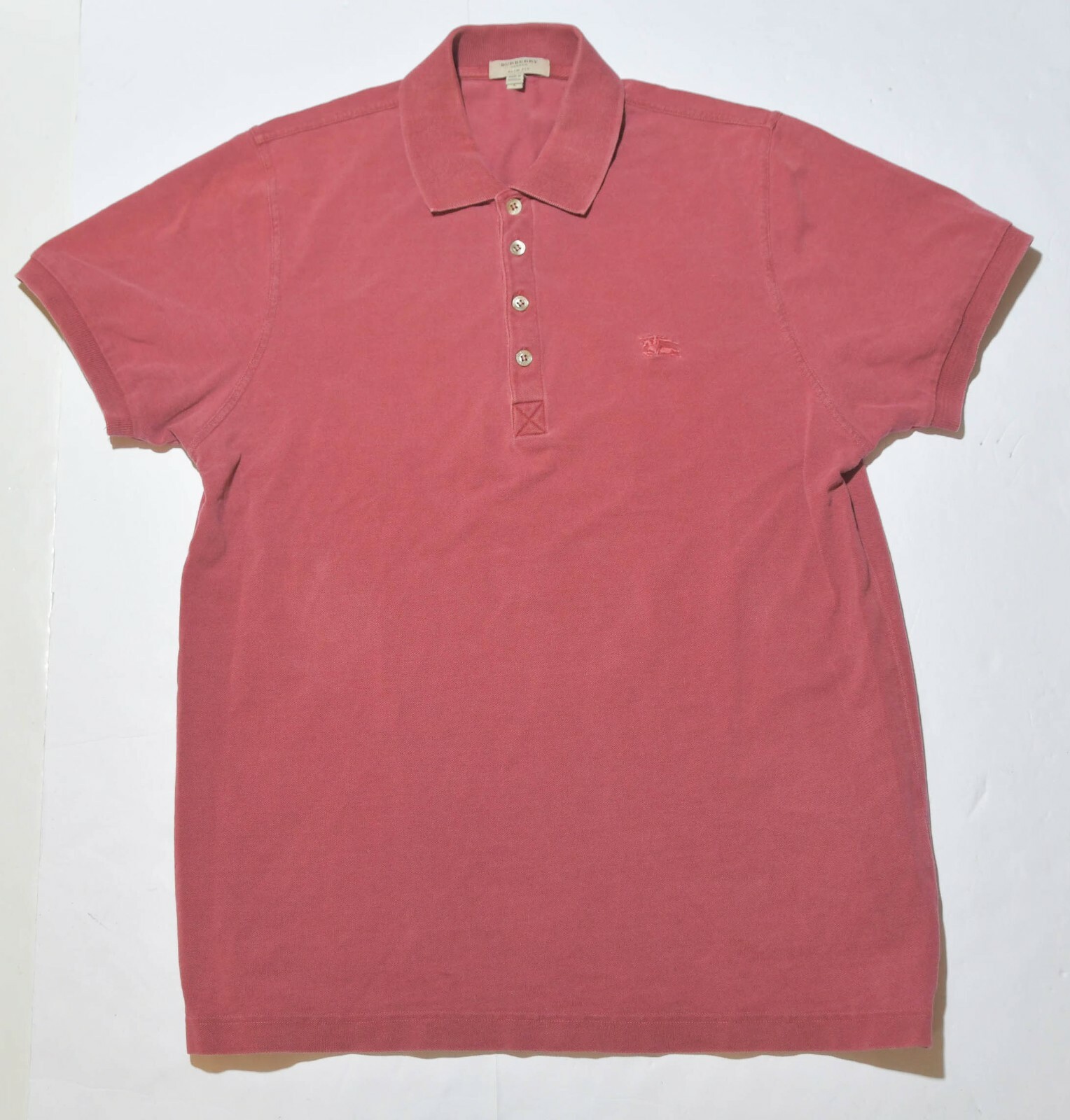 Burberry Short Sleeve Polo Shirt Slim Fit Top Women's Size Large L Red Cotton thumbnail 9