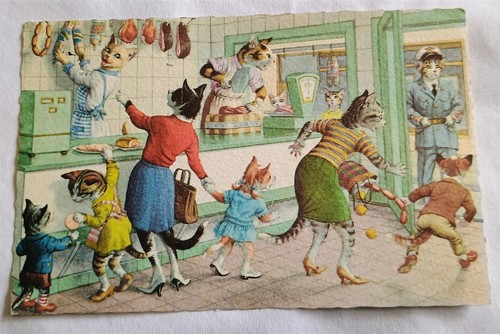 Lotto cartoline d'epoca Alfred Mainzer gatti usate antropomorfe - Foto 11 di 12