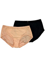 Rhonda Shear 2-Pack Striped Mesh Brief Black/Peachy Pink