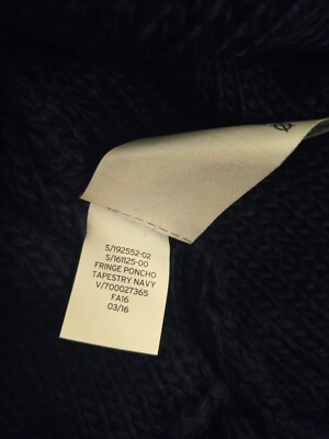 画像 Gap Womens M/L Fringe Poncho Sweater Navy Blue Pullover Short