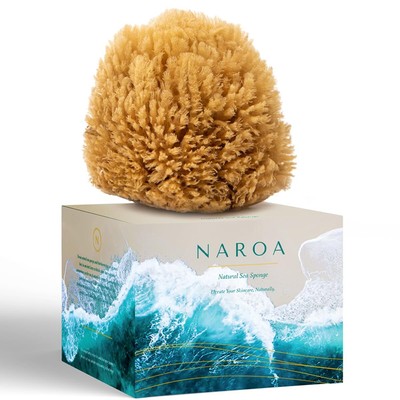 Natural Shower Sponge in Nice Box | Exfoliating Sea Sponge for Bath 4.5-6'' | ...