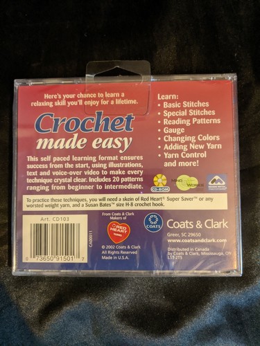 Crochet made easy interactive CD-ROM Coats & Clark company includes 20 patterns  - Picture 2 of 2