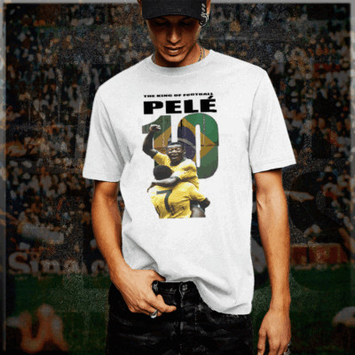 Soccer t-shirt Pele Football Legend World Cup, Brazil, new white tee, S-3XL