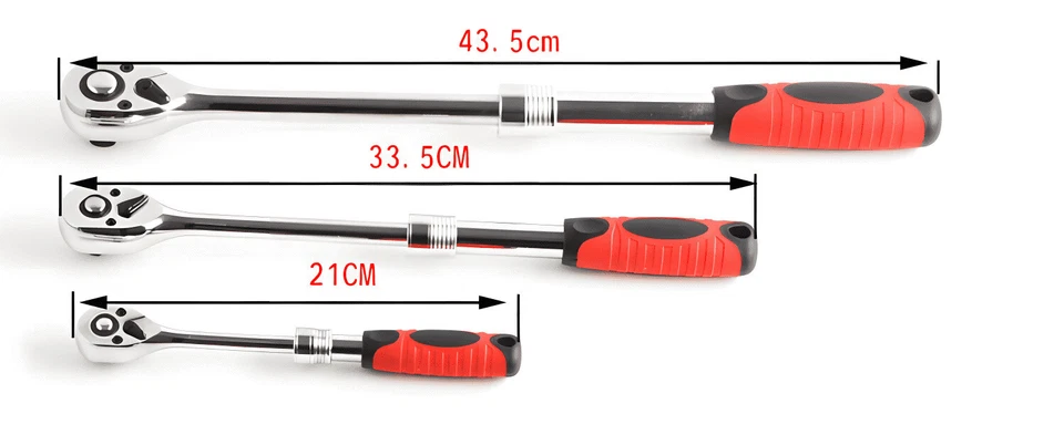 1/4" 3/8" 1/2" Drive Ratchet Socket Wrench Handle Quick-Release Spanner 72 Teeth - Image 2 of 4