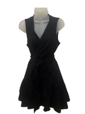 knee length dresses for ladies Christian Lacroix Black and Blue Linen Dress with Gold Hardware & Slit
