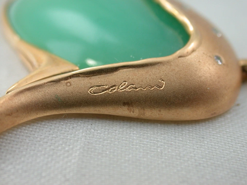 superedles Crysopras Designer Collier Luici Colani Bijoux Gelb- mit Weißgold 750 - Bild 4 von 4