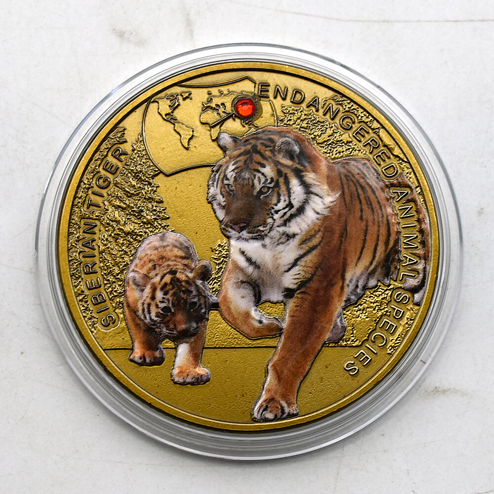 記念硬貨　ザンビア共和国　2014　絶滅危惧種保護　12種コンプリート 2014 Zambia Endangered Animal Siberian Tiger Gold Plated Medal