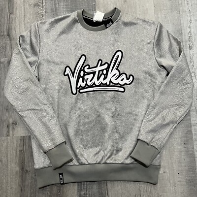 Virtika Silver Embroidered Script Logo Fleece Lined Ski Snowboard Sweatshirt S