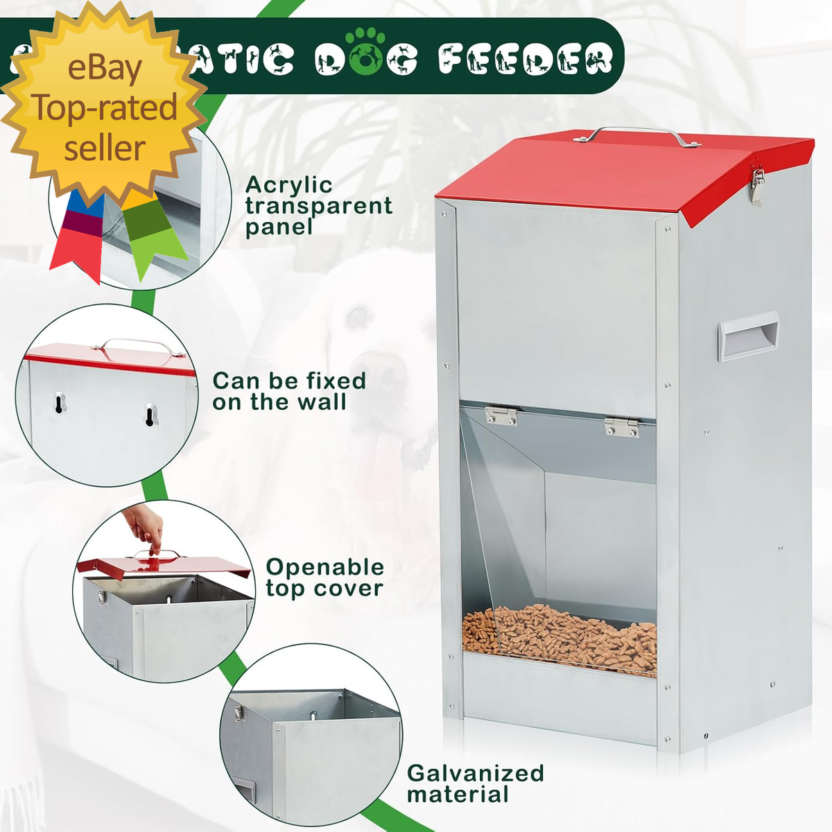 Photo inspiration: Fresh Look at Dog Feeders 2 Pack Large Automatic 25 Lbs Capacity Galvanized