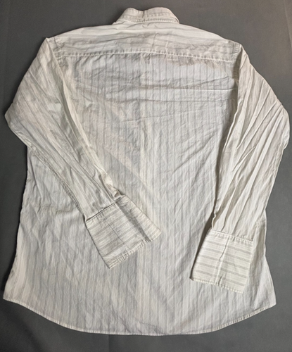 Giorgio Armani Dress Shirt Men's 16.5 White Striped Cotton Long Sleeve Classic - Picture 6 of 7