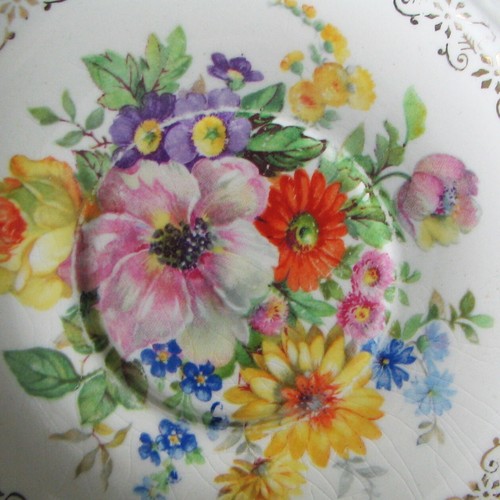 Edwin M Knowles China Co 6" Platillos Floral Repujado Dorado 8 Disponibles - Imagen 2 de 8
