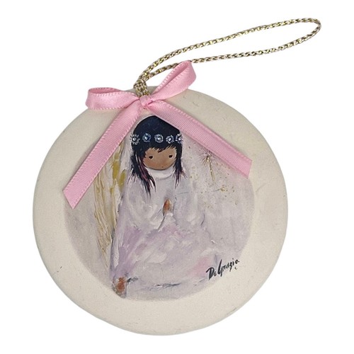 VTG DeGrazia SANDSTONE ORNAMENT A Little Prayer Indian Girl Angel Collectors Art - Picture 5 of 5
