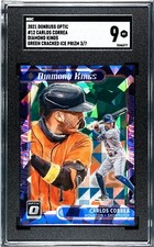 2021 Donruss Optic #12 Carlos Correa GREEN CRACKED ICE PRIZM SGC 9 MINT (3/7)