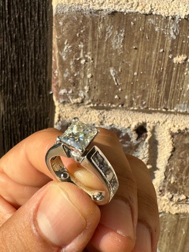 DIAMOND RING 14k white gold EARTH VVS1 certified engagement statement big REAL - Picture 11 of 17