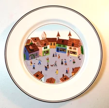 VILLEROY & BOCH "DESIGN NAIF" PATTERN SALAD PLATE  8 1/4" OLD VILLAGE SQUARE #4