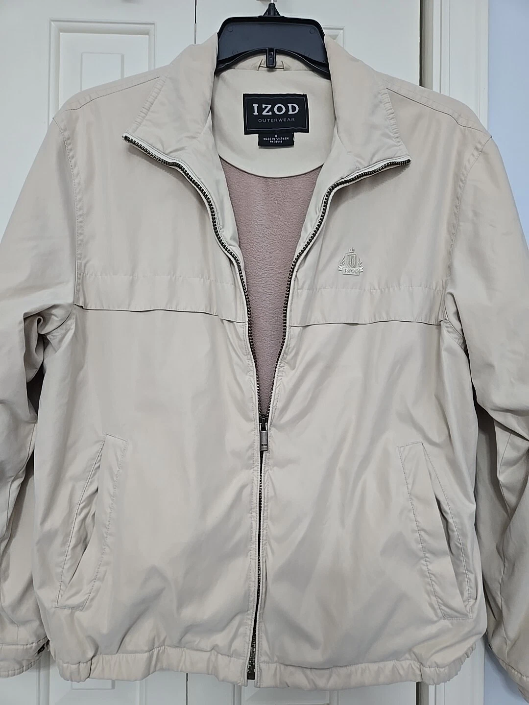 IZOD Full Zip UP Jacket Beige Khaki Size Small