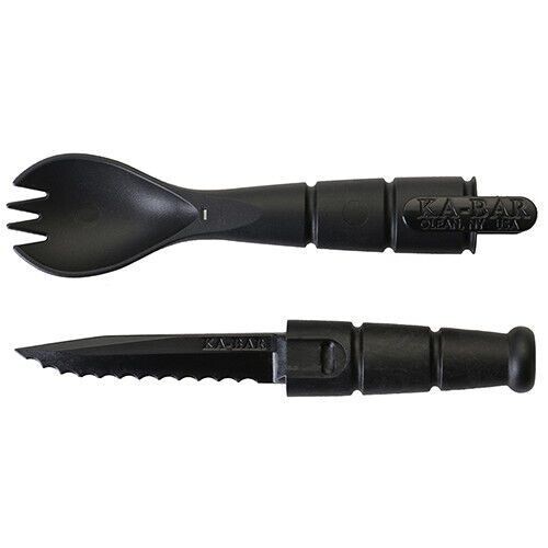 NEW GENUINE KA-BAR 9909 SPORK/ FIXED BLADE KNIFE COMBO TACTICAL/ CAMPING/ HIKING