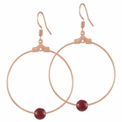 Stilistische Rubinroter Achat Rosegoldfarbene Ohrhänger Creolen