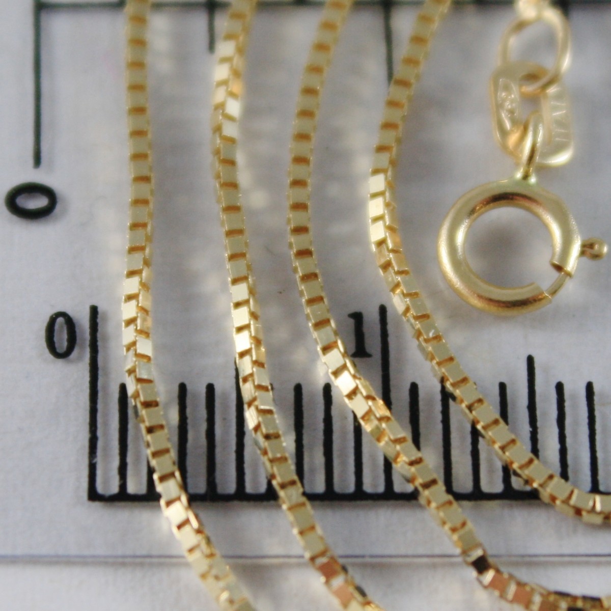 18K YELLOW GOLD CHAIN 1 MM VENETIAN SQUARE LINK 23.60 INCHES
