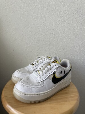 Nike Air Force 1 Low Shadow Go The Extra Smile Sneakers Size 7.5 White/Yellow