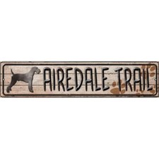 Airedale Trail Novelty 24"x5" metal street sign plaque Home Door Garage Wall