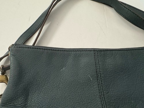 Lucky Brand Crossbody Fold-Over Shoulder Bag Green Pebbled Leather Fringe Tassel - Picture 18 of 18