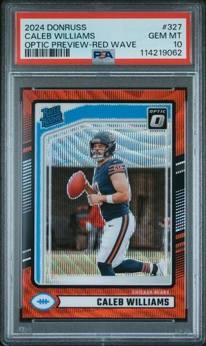 2024 PANINI DONRUSS #327 CALEB WILLIAMS OPTIC PREVIEW-RED WAVE GEM MINT PSA 10