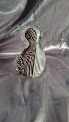 Murano Stil Kunst Glas Gestreifte Katze Briefbeschwerer.