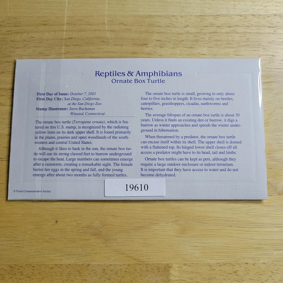 Caja ornamentada tortuga oro 22kt réplica sello primer día emisión con tarjeta Foto 4 de 4