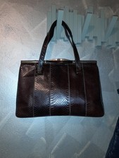 Borsa rigida vintage autentica pelle di serpente con finiture effetto Tartaruga 