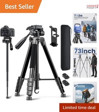 73" Camera Tripod Monopod Aluminum Stand for DSLR Mirrorless Cell Phone