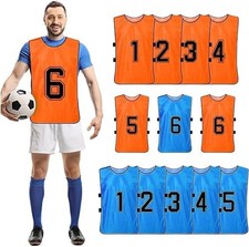 Football Bibs 12 Pack Reversible Numbered Training Vests Red Yellow Youth