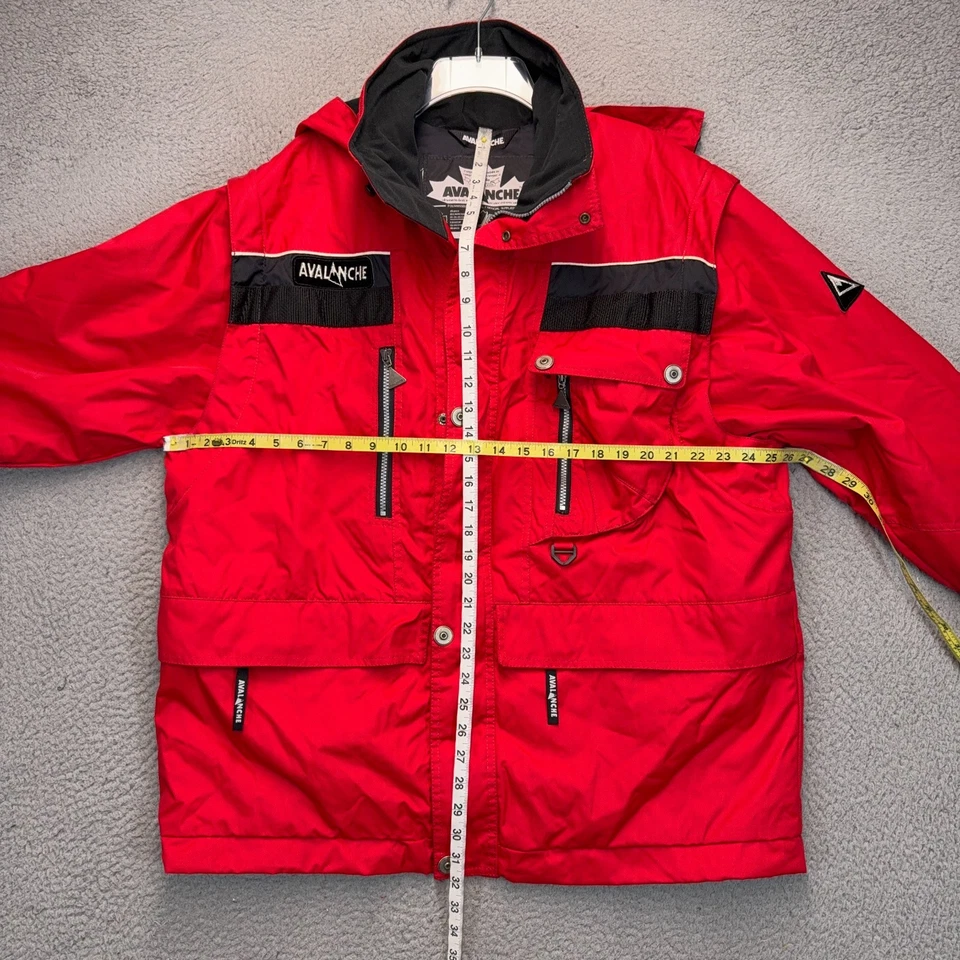 Avalanche Ski Jacket Mens Large Red Hooded Removable Sleeves Canada Vintage - Image 2 of 4