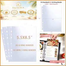 Sheet Protectors 40 Pack 80 Pockets 5.5x8.5 Inch for A5 Binder 3/6 Ring Top