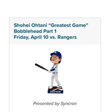 Presale 2026 SHOHEI OHTANI GREATEST GAME BOBBLEHEAD LOS ANGELES DODGERS 4/10 New