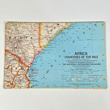 Vintage 1963 National Geographic Africa Nile Map Tanganyika Zanzibar Sudan Egypt
