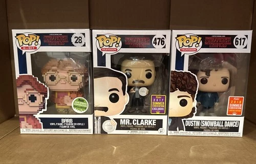 Funko Pop! Stranger Things Lot Of 3 Barb, Mr. Clark, Dustin Snowball Dance