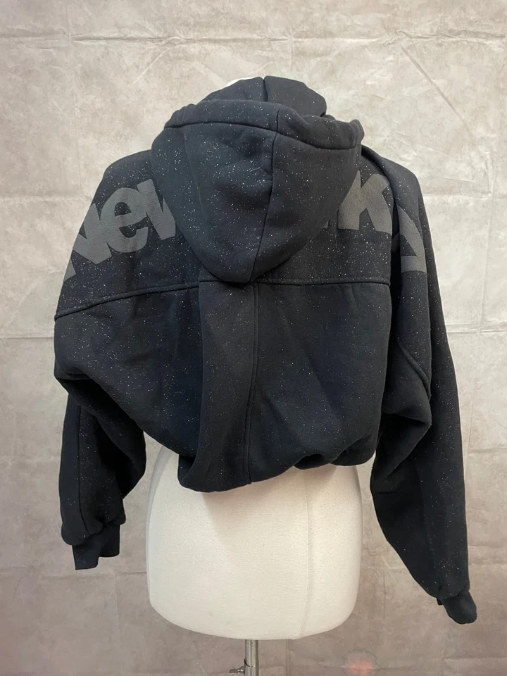 Sudadera con capucha negra corta para mujer Zara cremallera completa talla M Foto 3 de 4