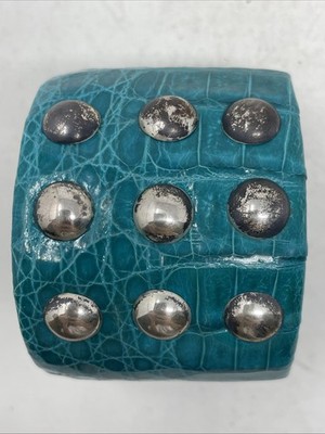 アクセサリー Rare Crocodile Leather Studs Bracelet Blue Genuine Crocodile Studded 2” Cuff Bracelet (197) | eBay