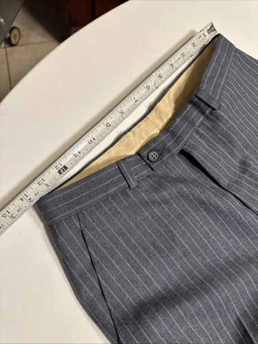 Vintage Yves Saint Laurent Wool Gray Chalk Stripe Flat Front Men’s Suit 36 Reg - Picture 15 of 19