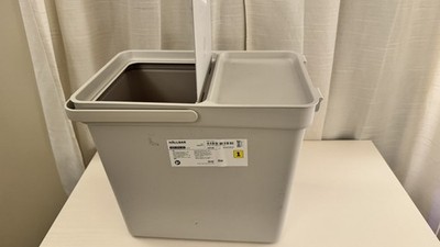  IKEA HÅLLBAR Garbage Bin Pale w/lid gray 35L/9 gall 504.202.06/ 50420206