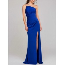 $500 NWT JOVANI 26166 Asymmetric Strapless Neck Gown, Royal Blue, 4 (US)