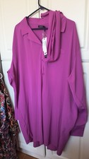 NWT Boohoo Womens Size 18 Button Front Collared Long Roll Tab Sleeve (B5