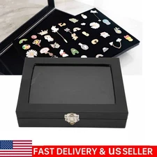 Blank Glass Lapel Pin Badge Presentation Display Case Storage Box Jewelry Store