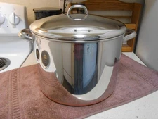 REVERE WARE 16 Qt. Stock Pot & Lid Stainless/Copper Restaurant Style USA-1991