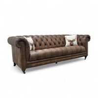 Furniture Village At The Helm 'Walter' 4 Seater Sofa Saddle X3y1-1981ls Leather