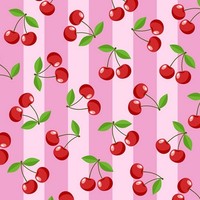 20 Servietten Sweet Cherries Frische Kirschen FrüChte Garten Streifen 33X33Cm