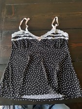 Marilyn Monroe Women's Polka Dot Lace Trim Camisole Adjustable Straps Stretch M