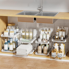 2-Tier Multi-Purpose Bathroom under Sink Organizers and Storage, Stackable Kitch